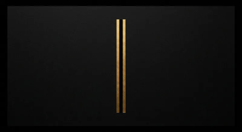 Two golden parallel lines nearly touching on black background symbolizing intimate anxiety and distance